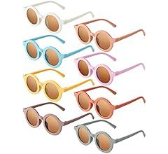 Weewooday 8 Pairs Kids Sunglasses Round Retro Circle Sunglasses for Toddler Girls Baby Sunglasses... | Amazon (US)