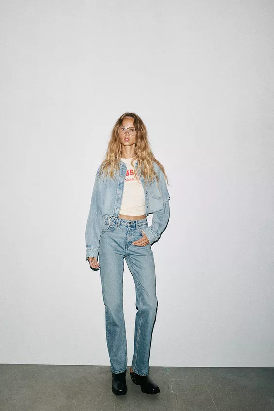 TRF STRAIGHT HIGH-WAIST JEANS | Zara UK