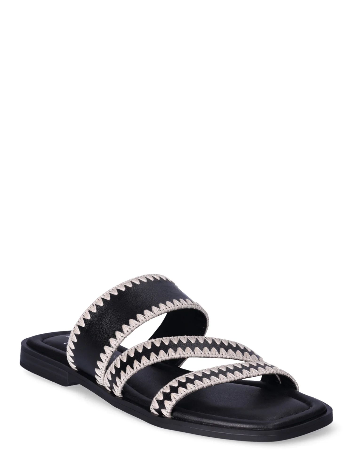 Time and Tru Women's Strappy Embroidered Sandals | Walmart (US)