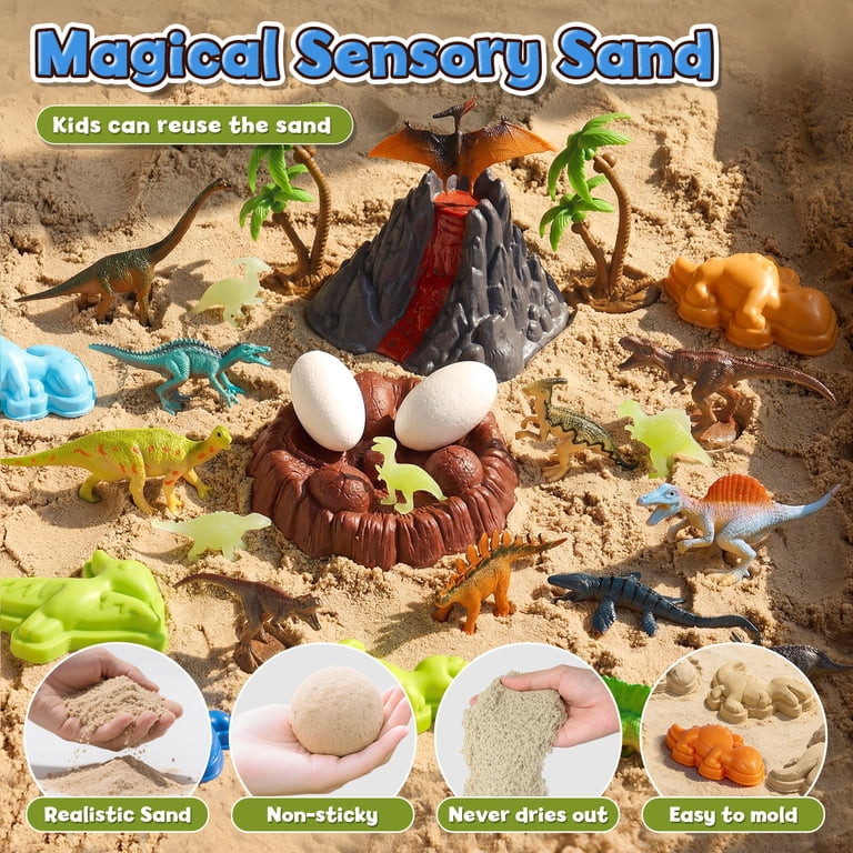 Sand Table for Kids, Sensory Table with Sand, Sensory Bin with Lid & 2.6lbs Play Sand, Dinosaur T... | Walmart (US)