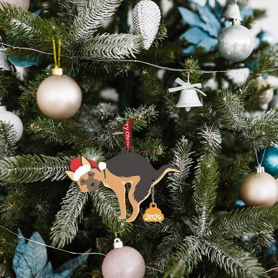 Funny Dog Ornaments 2024 Pet German Shepherd Dog Christmas Ornaments for Christmas Tree Wood Lase... | Amazon (US)