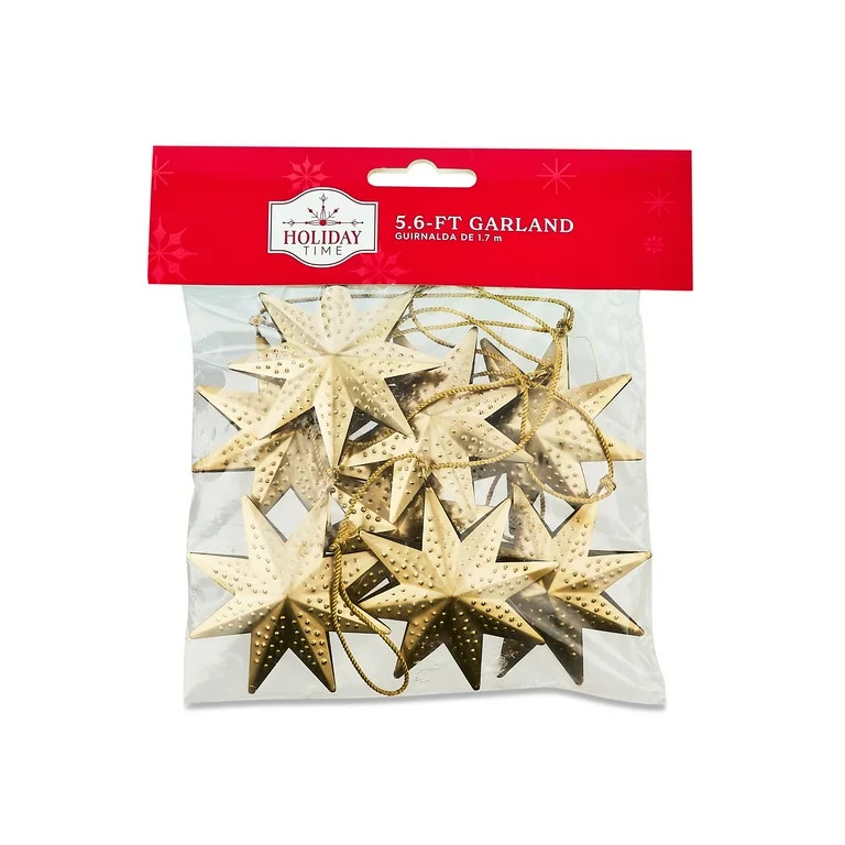 Holiday Time 68" Metal Gold Stars on Rope Garland | Walmart (US)