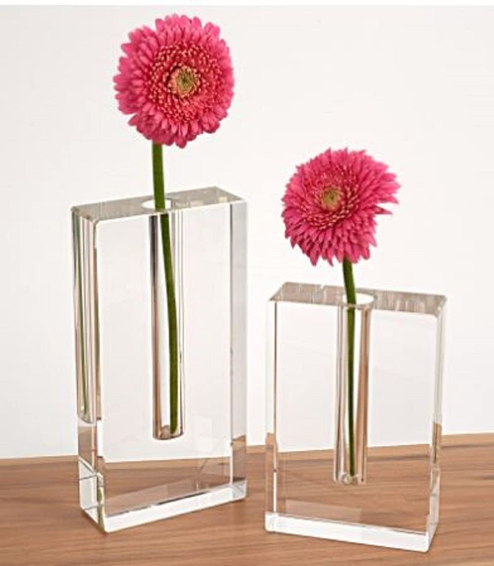 HomeRoots Modern Clear 8 Block Optical Crystal Vase | Amazon (US)