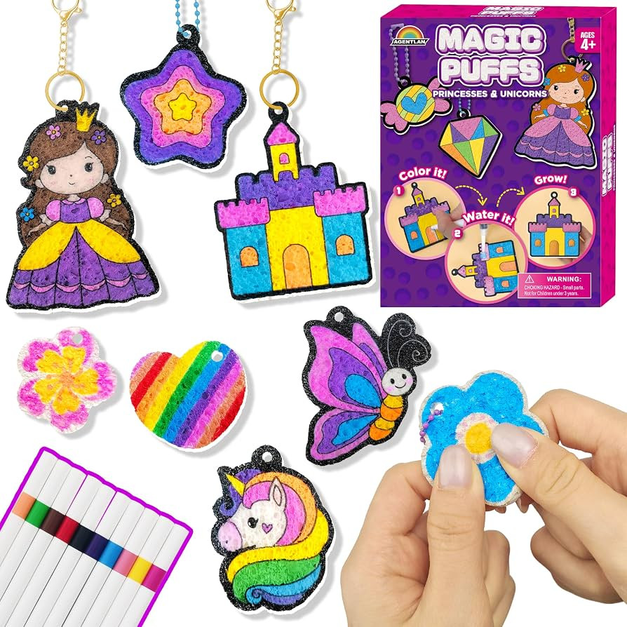 Magic Puff Kit for Kids, 3D Art Kit with Unicorn & Princess, Craft Stuff for Kids, Foam Texture P... | Amazon (US)