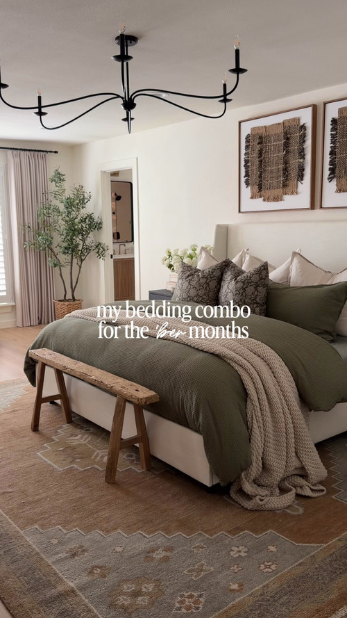 This olive bedding might be one of my favorite looks yet.