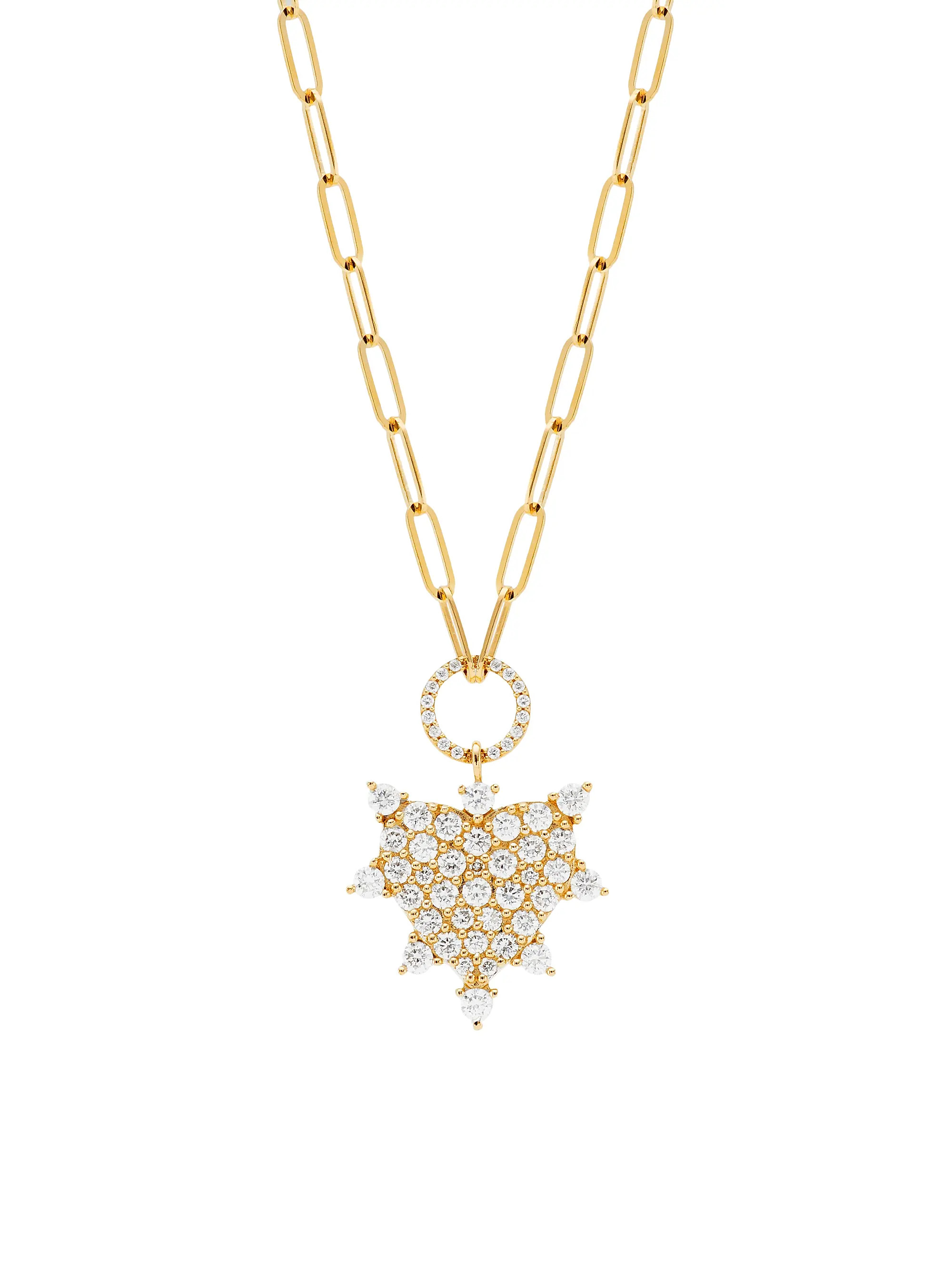 14K Yellow Gold & 0.86 TCW Diamond Heart Pendant Necklace | Saks Fifth Avenue