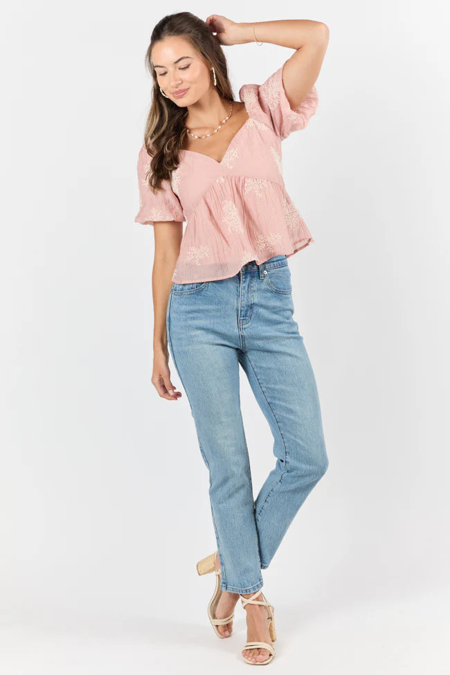 Millie Medium Wash Straight Leg Jeans | Pink Lily