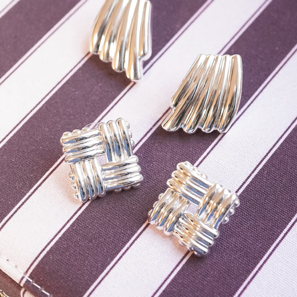Polly Lattice Stud Earrings Silver Plate | Daisy London Jewellery