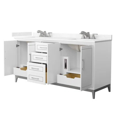 Marlena 72" Freestanding Double Bathroom Vanity with Cultured Marble Top | Wayfair North America