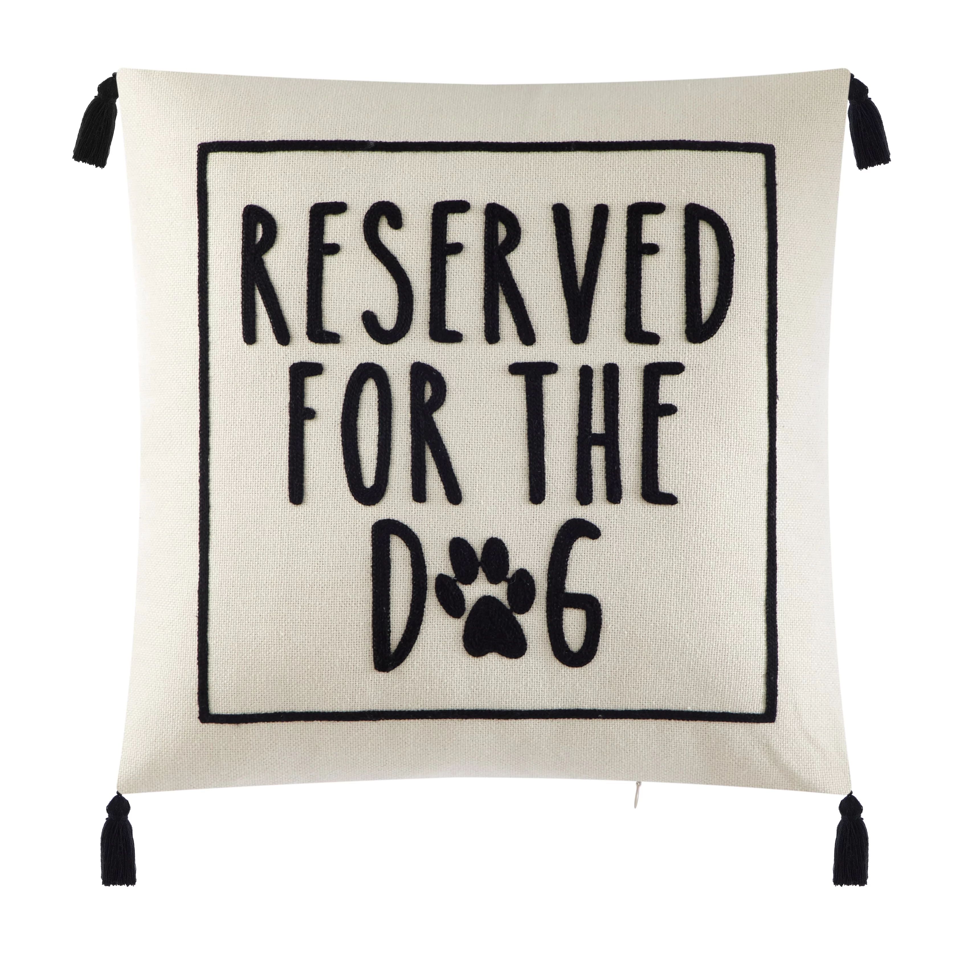 Mainstays Black and White Reserved For Dog Square Decorative Pillow, 18 in x 18 in, Polyester Fil... | Walmart (US)