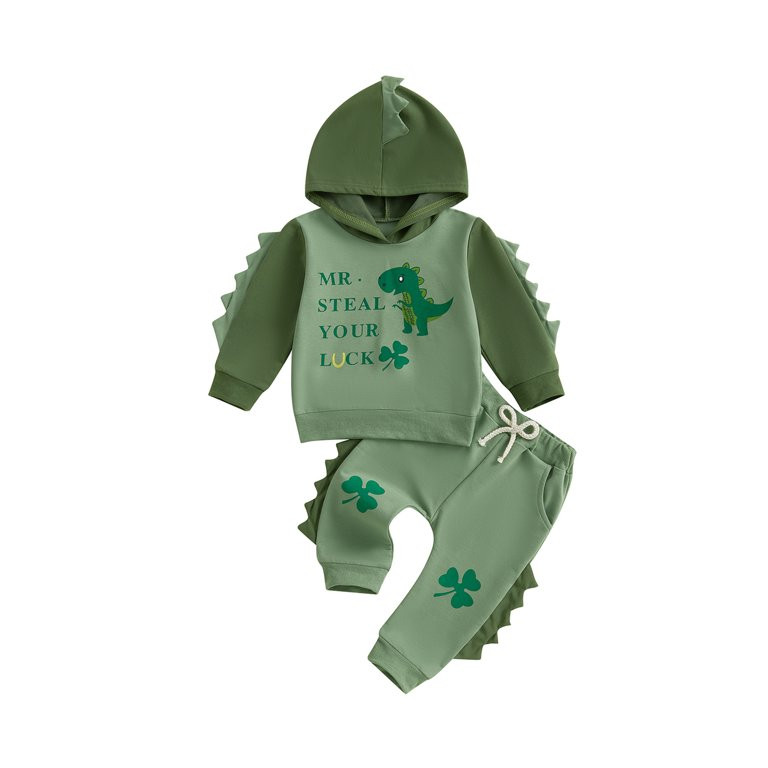 Baby Toddler Boy Irish Dinosaur Outfit Hooded Clothing Sets 3 6 12 18 24 Months 2T 3T Clover Prin... | Walmart (US)