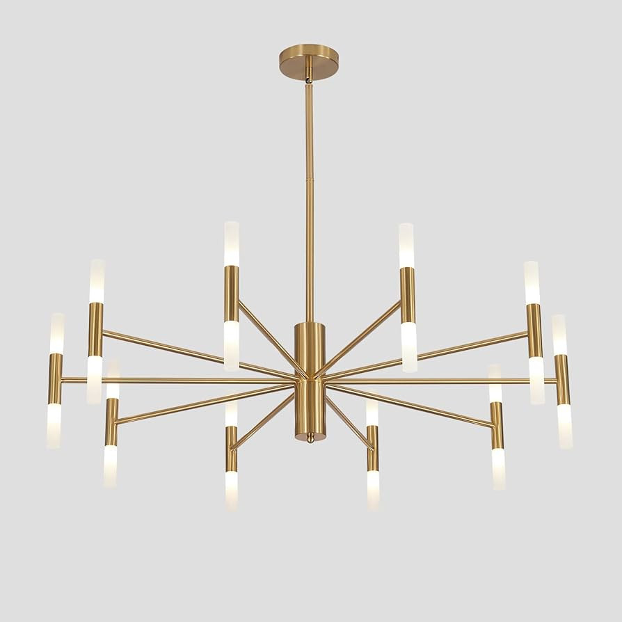 KCO Lighting Mid Century Modern Chandelier Brass Gold Chandelier Light Fixture Vintage Bedroom Ch... | Amazon (US)