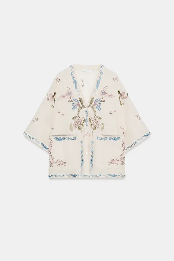 ZW COLLECTION EMBROIDERED SHIRT | Zara US