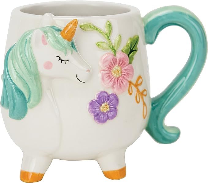 Boston Warehouse Mug, Turquoise Unicorn Collection, 18oz Capacity, Hand Painted Ceramic | Amazon (US)