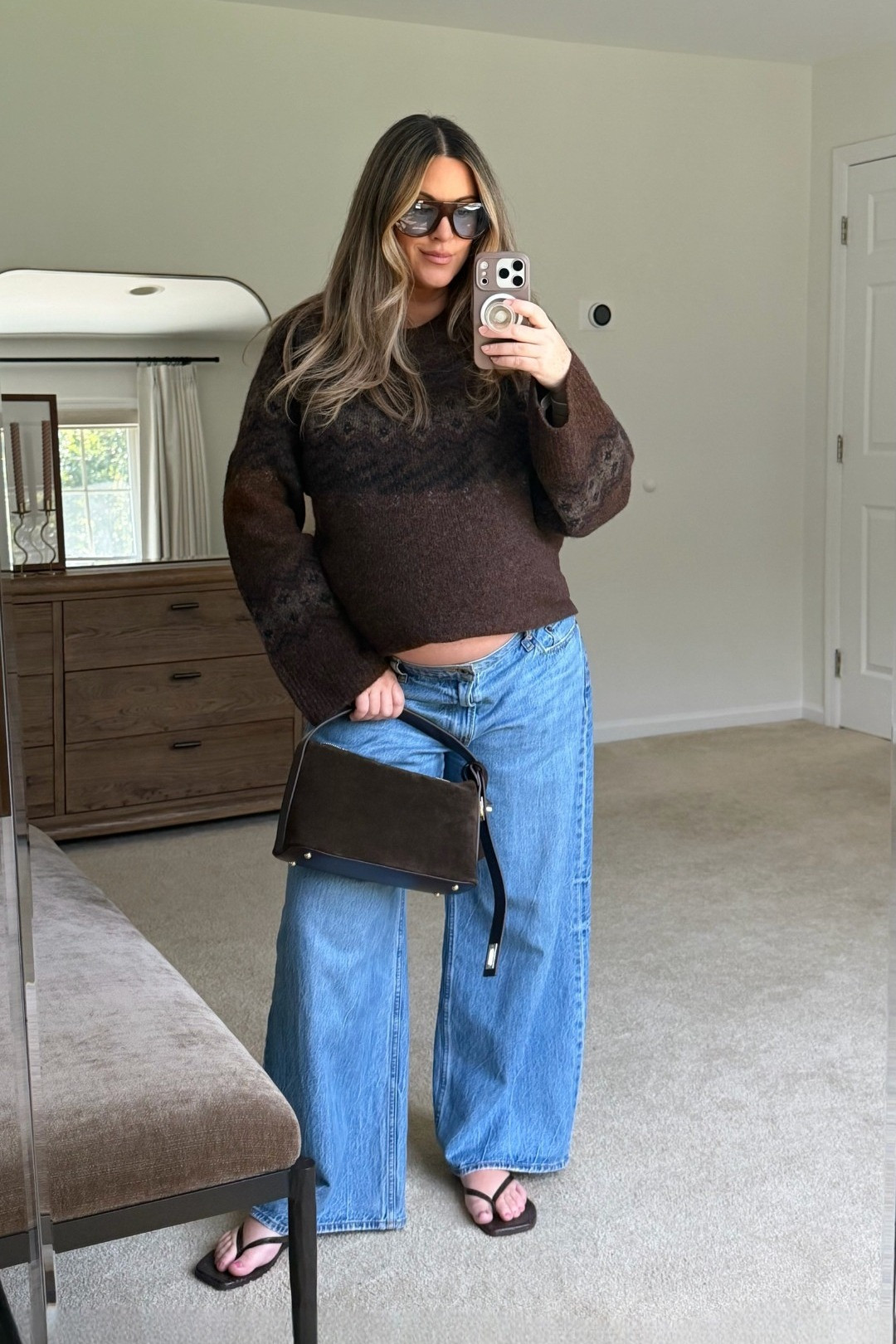 Aritzia fall outfit idea / size L in sweater (super oversized), sized up 3 sizes in jeans for pregnancy (32) 🍂 aritzia style, simple outfit idea, fall outfits, bump outfits, pregnancy style, fall transition outfit

#LTKootd #LTKSeasonal #LTKBump