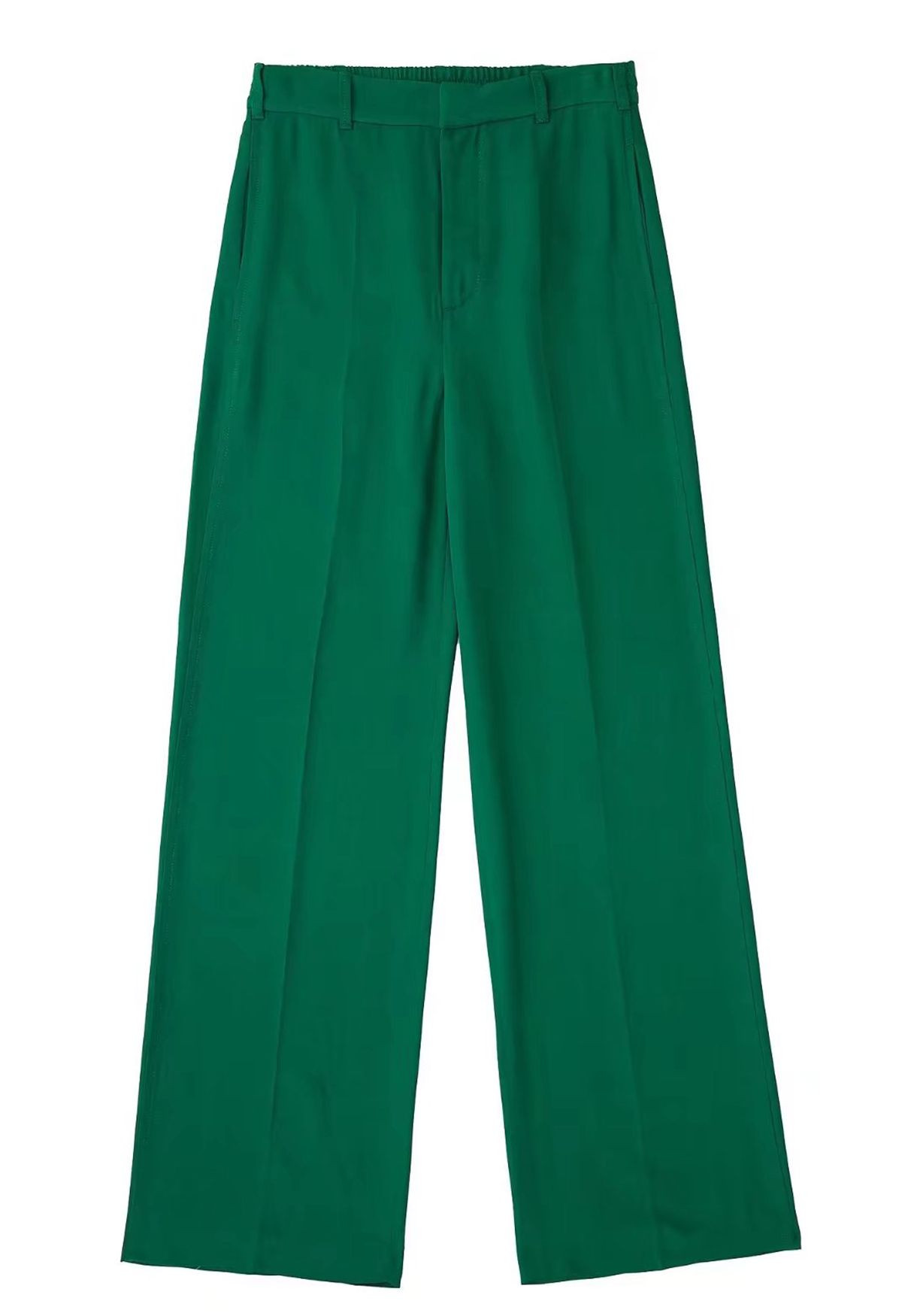 Simplicity Solid Green Drape Straight Leg Pants | Chicwish