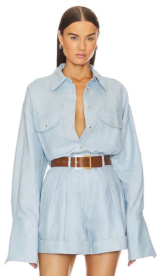 Linen Button Down Shirt in Chambray Blue | Revolve Clothing (Global)