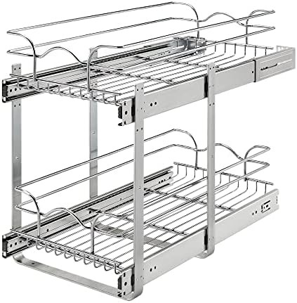 Rev-A-Shelf 5WB2-1222CR-1 12 x 22 Inch 2-Tier Wire Basket Pull Out Shelf Storage for Kitchen Base... | Amazon (US)