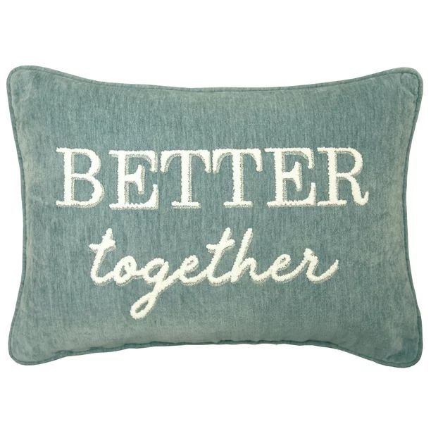 Better Homes & Gardens Decorative Throw Pillow, Better Together, Oblong, Aqua, 14" x 20", 1Pack | Walmart (US)