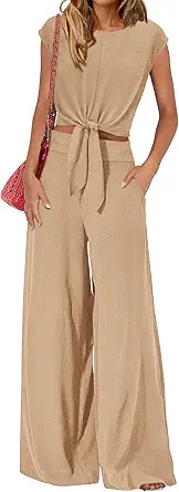 PRETTYGARDEN Women 2 Piece Lounge Sets 2026 Casual Summer Outfits Cap Sleeve Strappy Crop Tops Wi... | Amazon (US)