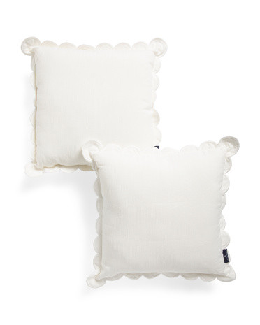 2pk 18x18 Outdoor Scalloped Trim Pillows | Polyester | Marshalls