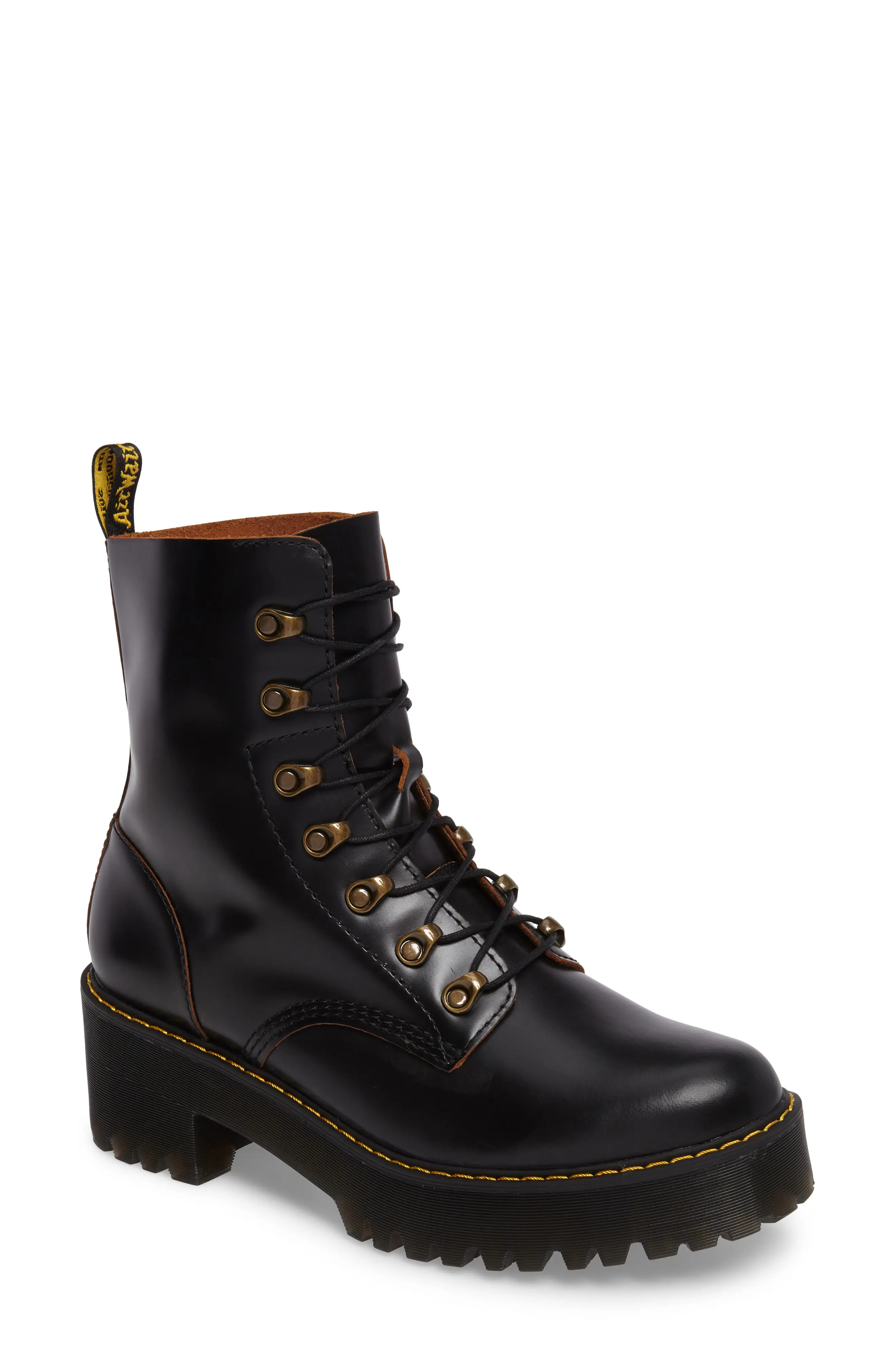 Dr. Martens Leona Heeled Boot in Black Smooth at Nordstrom, Size 7Us | Nordstrom