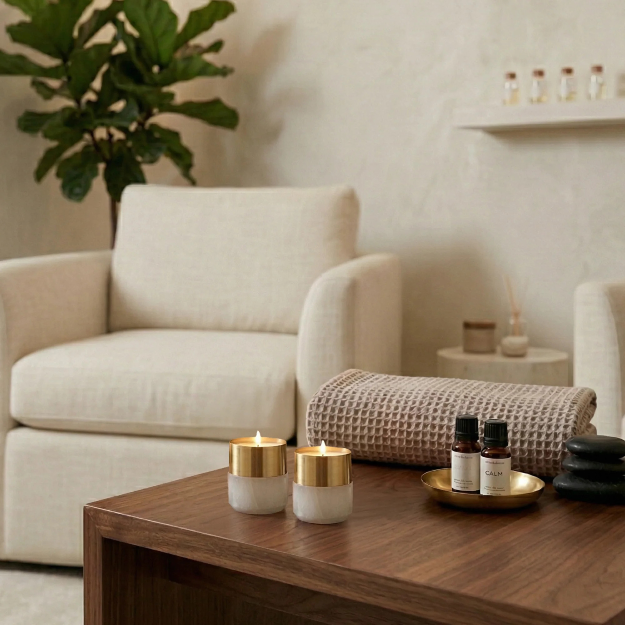 Alabaster and Brass Tealight Candle Holders | Cove Home