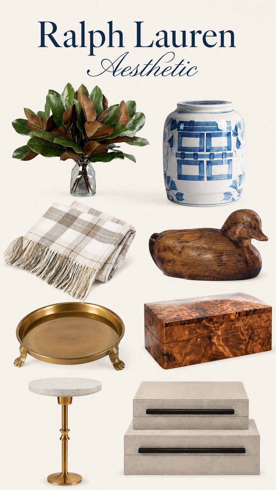 Ralph Lauren Aesthetic Finds

Curated pieces that give that timeless Ralph Lauren-inspired look — warm wood tones, classic blue and white accents, brass details, rich textures, and collected pieces that feel elevated and layered. Sharing the exact finds I used to create this cozy, classic aesthetic.

#LTKHome #LTKSaleAlert