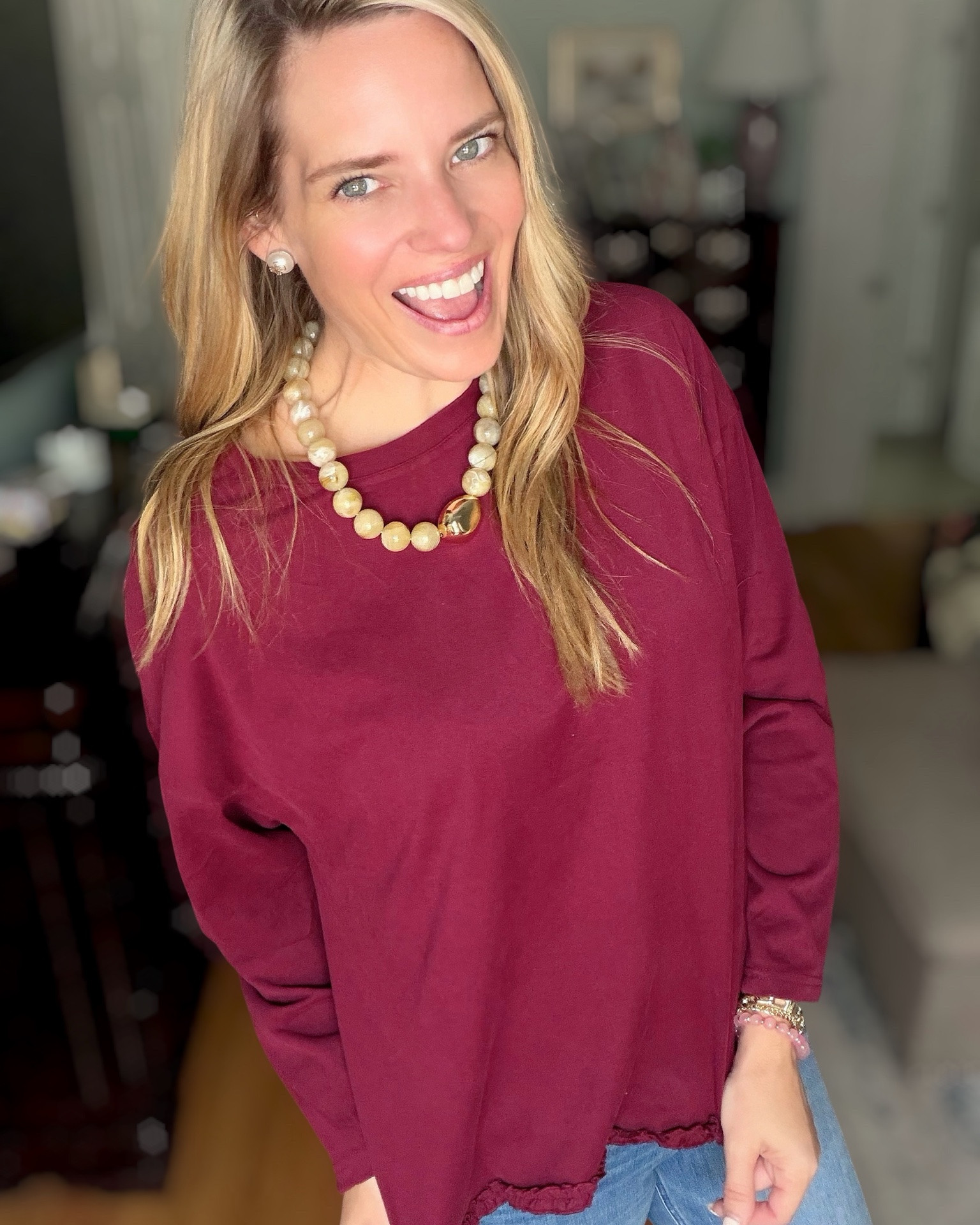 Everyday Oversized Tee You’ll Reach for on Repeat 🤍🍂

This oversized tee is one of those effortless basics every closet needs! It has the perfect relaxed fit, soft fabric, and an easy drape that looks great with your favorite jeans, leggings, or shorts. Dress it up with layered jewelry and sneakers, or keep it simple for a comfortable everyday look.

I paired mine with petite straight-leg jeans, classic white sneakers, a chunky statement necklace, pearl studs, and a raffia headband for an elevated casual outfit that’s perfect for errands, lunch with friends, weekend outings, or travel. Comfortable, versatile, and budget-friendly—this is a staple you’ll wear all year long!

oversized t-shirt, casual everyday outfit, Amazon fashion finds, relaxed fit tee, wardrobe basics, straight leg jeans, white sneakers, casual chic style, affordable fashion, elevated basics, everyday mom style, effortless outfit inspiration, transitional wardrobe, weekend style, capsule wardrobe essentials, comfortable casual fashion ✨

#LTKPetite #LTKOver40 #LTKootd