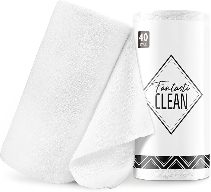 Fantasticlean Microfiber Cleaning Cloth Roll -40 Pack, Tear Away Microfiber Towels, 12" x 12", Re... | Amazon (US)