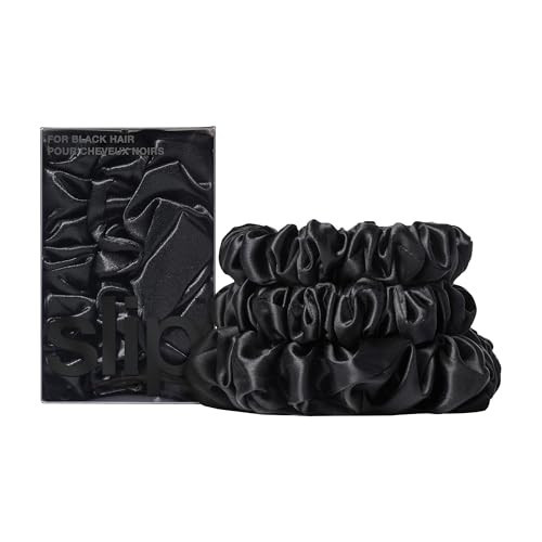 slip Back to Basics Black Midi & Large Scrunchie Set | Includes 2 Midi & 1 Large Pure Silk Scrunchies | 100% Mulberry Silk, Anti-Crease, Gentle on Hair, Prevents Breakage | Stylish & Durable | Amazon (US)