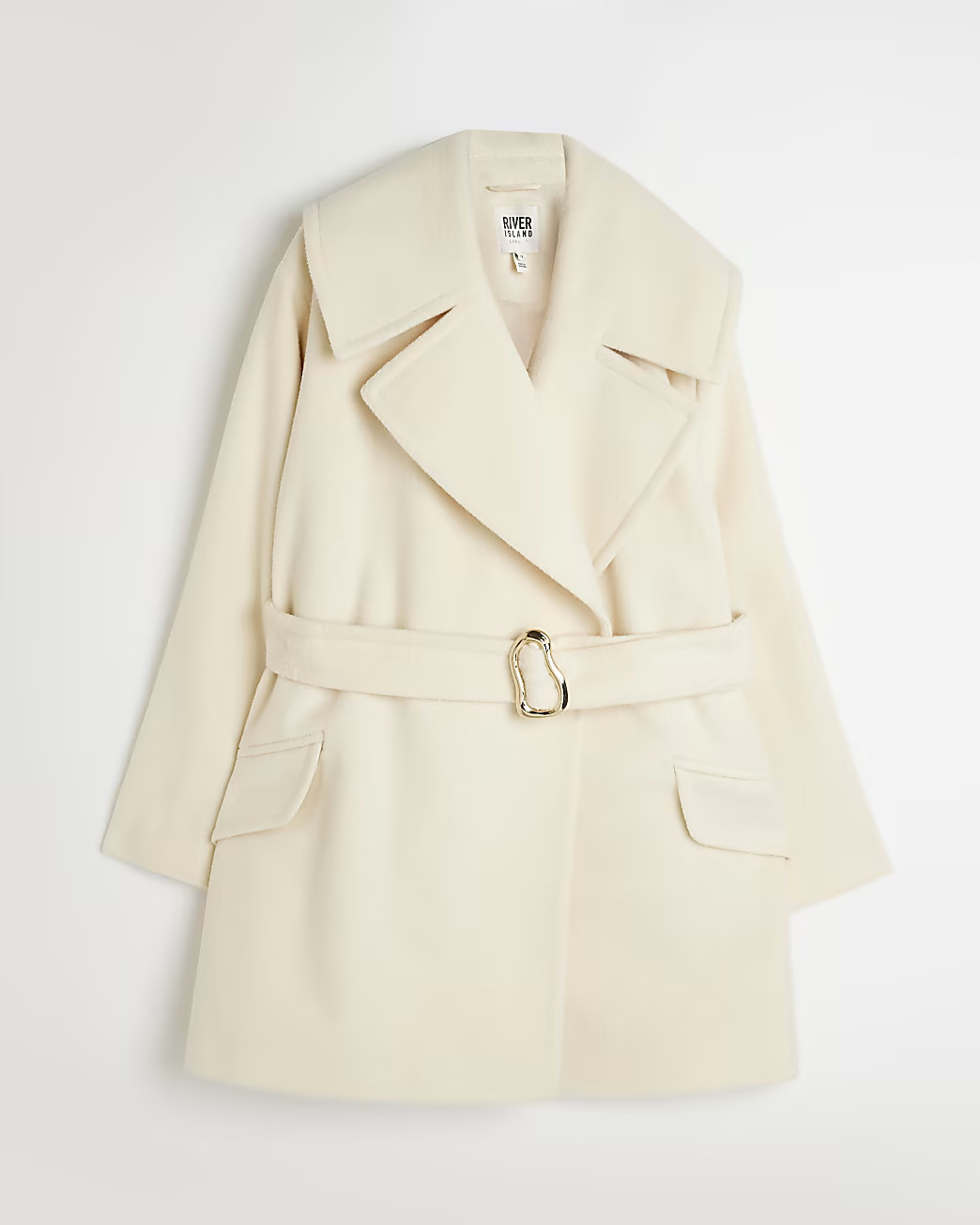 Cream belted coat | River Island (UK & IE)