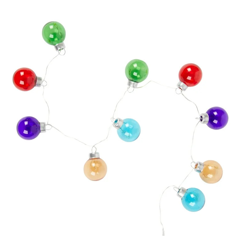 Lighted Glass Ornament Garland, 10 Count, by Holiday Time | Walmart (US)