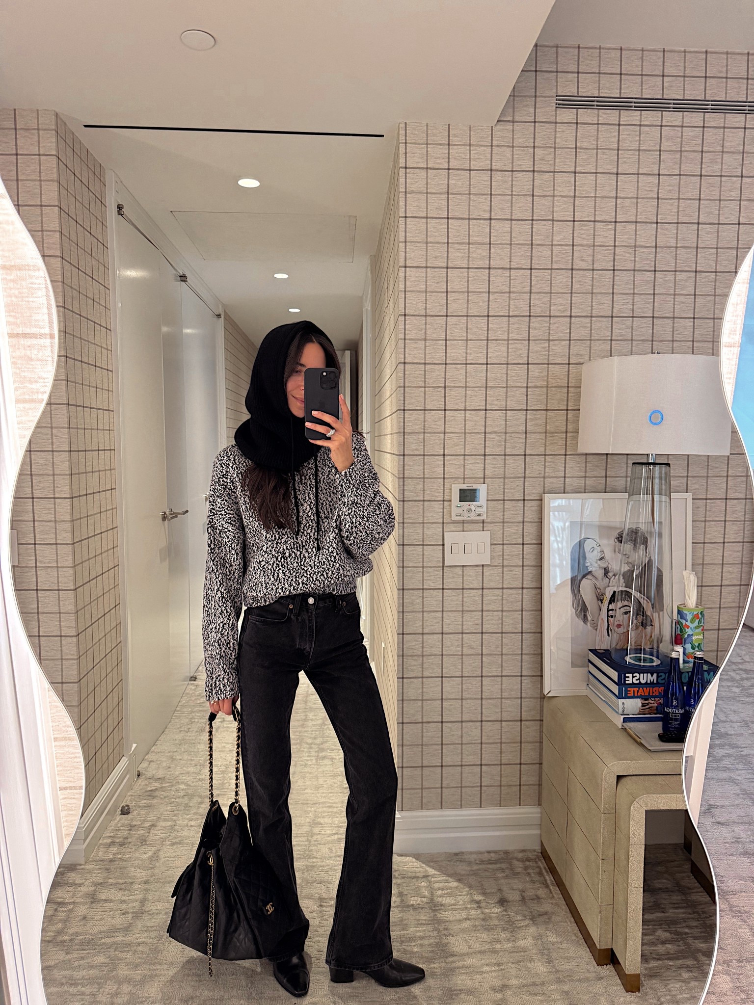 OOTD 🖤 I wore my Alaïa coat over this look!