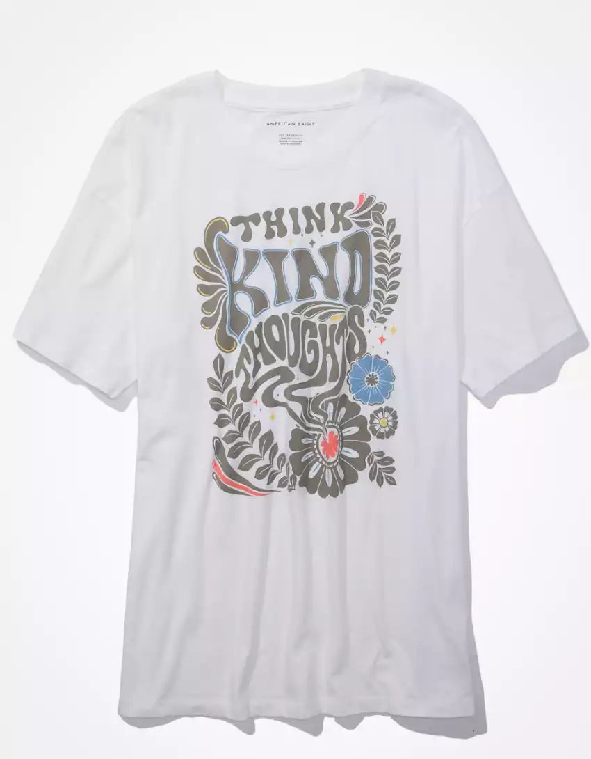 AE Oversized Think Kind Thoughts Graphic Tee | American Eagle Outfitters (US & CA)