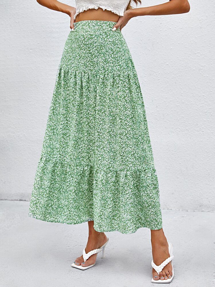 New
     
      Ditsy Floral Ruffle Hem Skirt | SHEIN