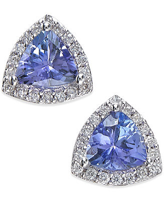 EFFY® Tanzanite (3/4 ct. t.w.) and Diamond (1/8 ct. t.w.) Stud Earrings in 14k White Gold - Macy... | Macy's