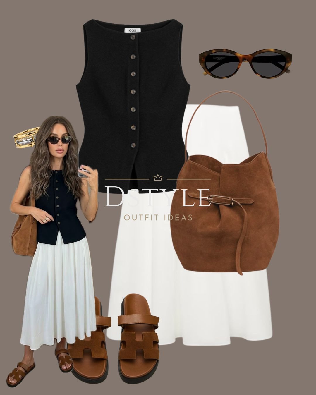 You can’t go wrong with black, white, and cognac. This vest + skirt combo is my new personality. Everything is linked below. 

 #LTKootd