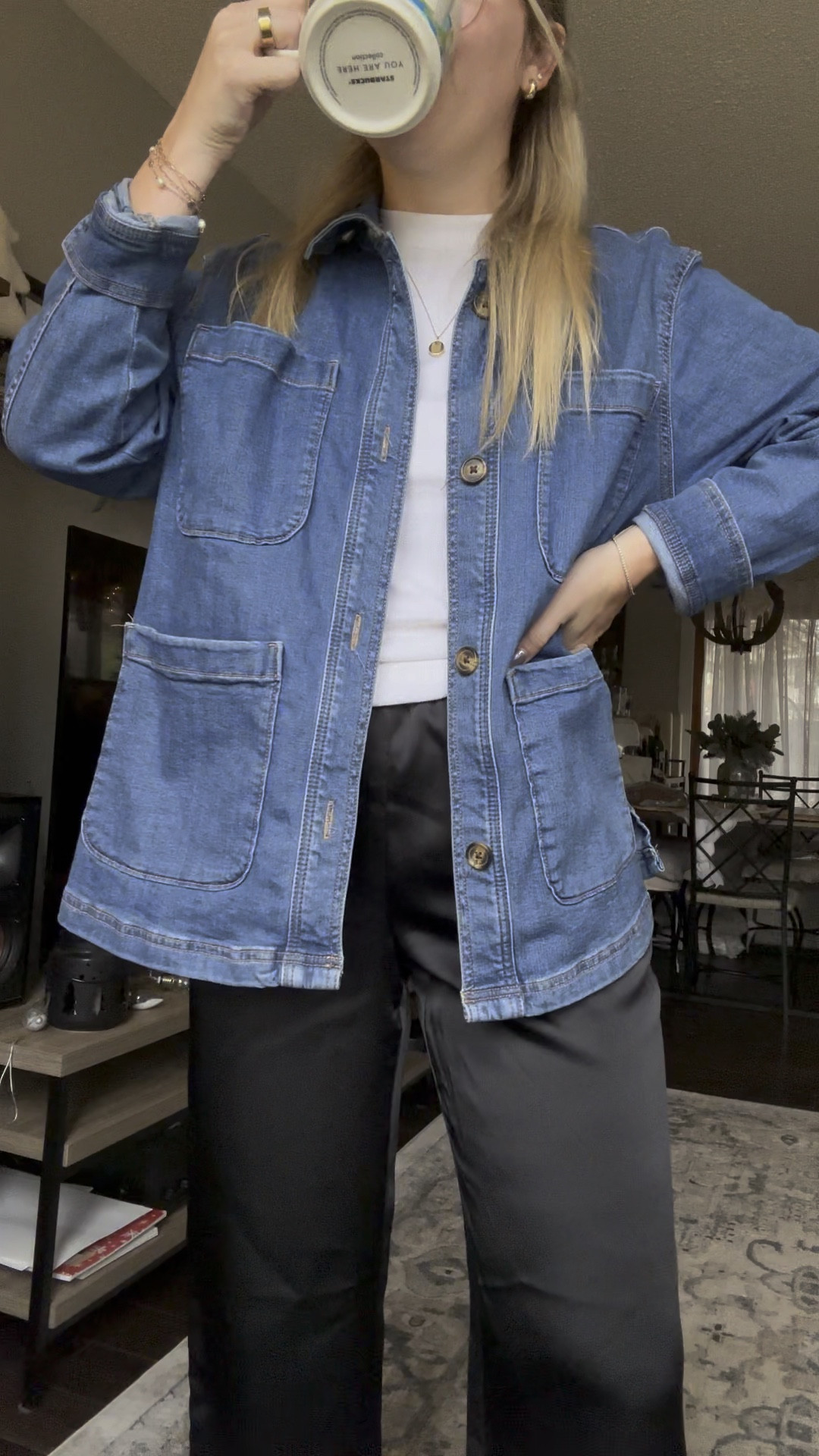work from home outfit featuring the viral satin pants from target! 

Satin pants, comfy outfit, denim jacket, denim, black satin pants, target satin pants 

#LTKWorkwear #LTKStyleTip #LTKVideo