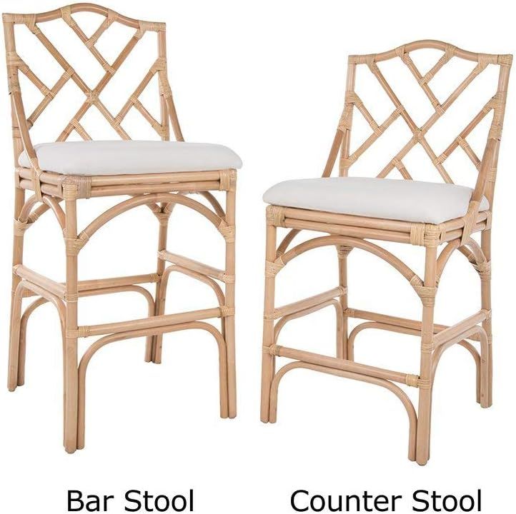 KOUBOO Chippendale Rattan Kitchen Bar Stool, Brown | Amazon (US)