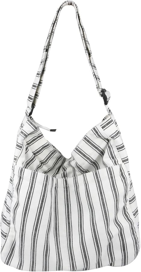 Canvas Hobo Crossbody Shoulder Tote Bag for Women and Men W/Multi-pocket Casual Purse Messenger B... | Amazon (US)