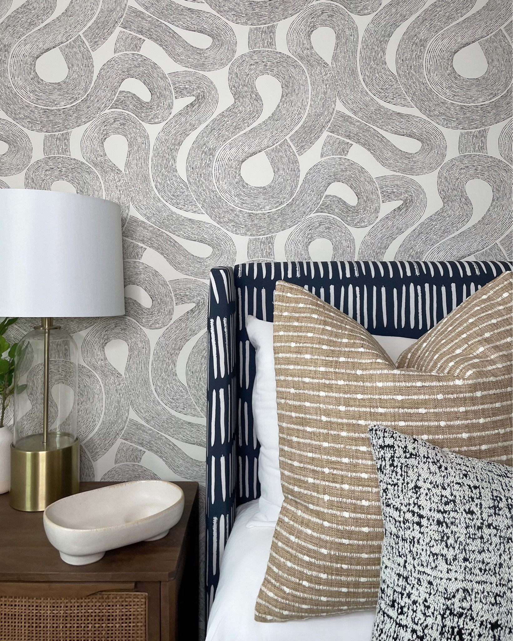 This wallpaper is called ‘zen’ and I think that just about sssays it all 🐍 bedroom design by @holleyhouseco

#LTKtravel #LTKhome #LTKstyletip