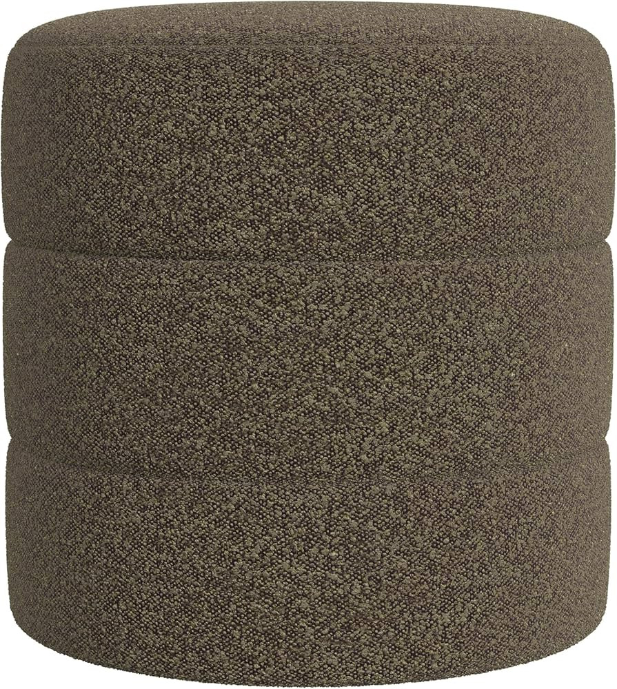 HomePop Upholstered Round Ottoman (No Lid, Seat Only) Home Décor | Round Pouf Foot Rest – Dark... | Amazon (US)