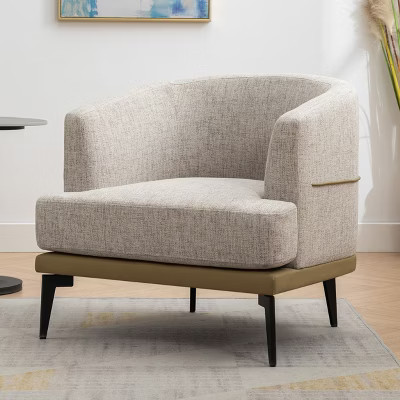 Modern Two-tone Barrel Fabric Chair, Upholstered Round Armchair | Target