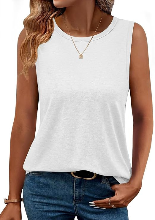 Womens Tank Tops High Neck Loose Fit Casual Summer Sleeveless Shirts 2026 Beach Vacation Outfit C... | Amazon (US)