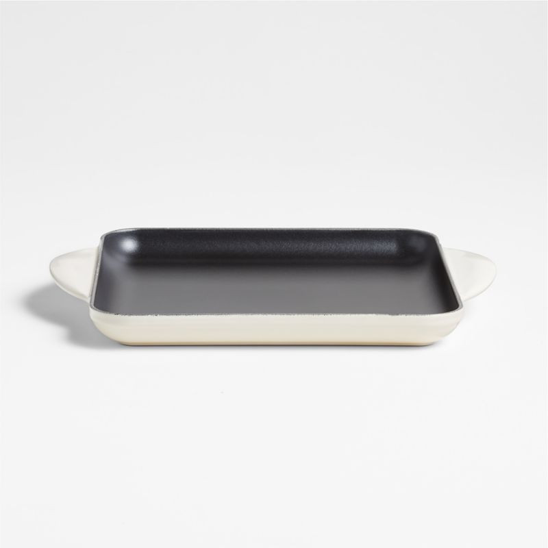 Le Creuset Signature Square 9.5" Cream Griddle Pan + Reviews | Crate & Barrel | Crate & Barrel