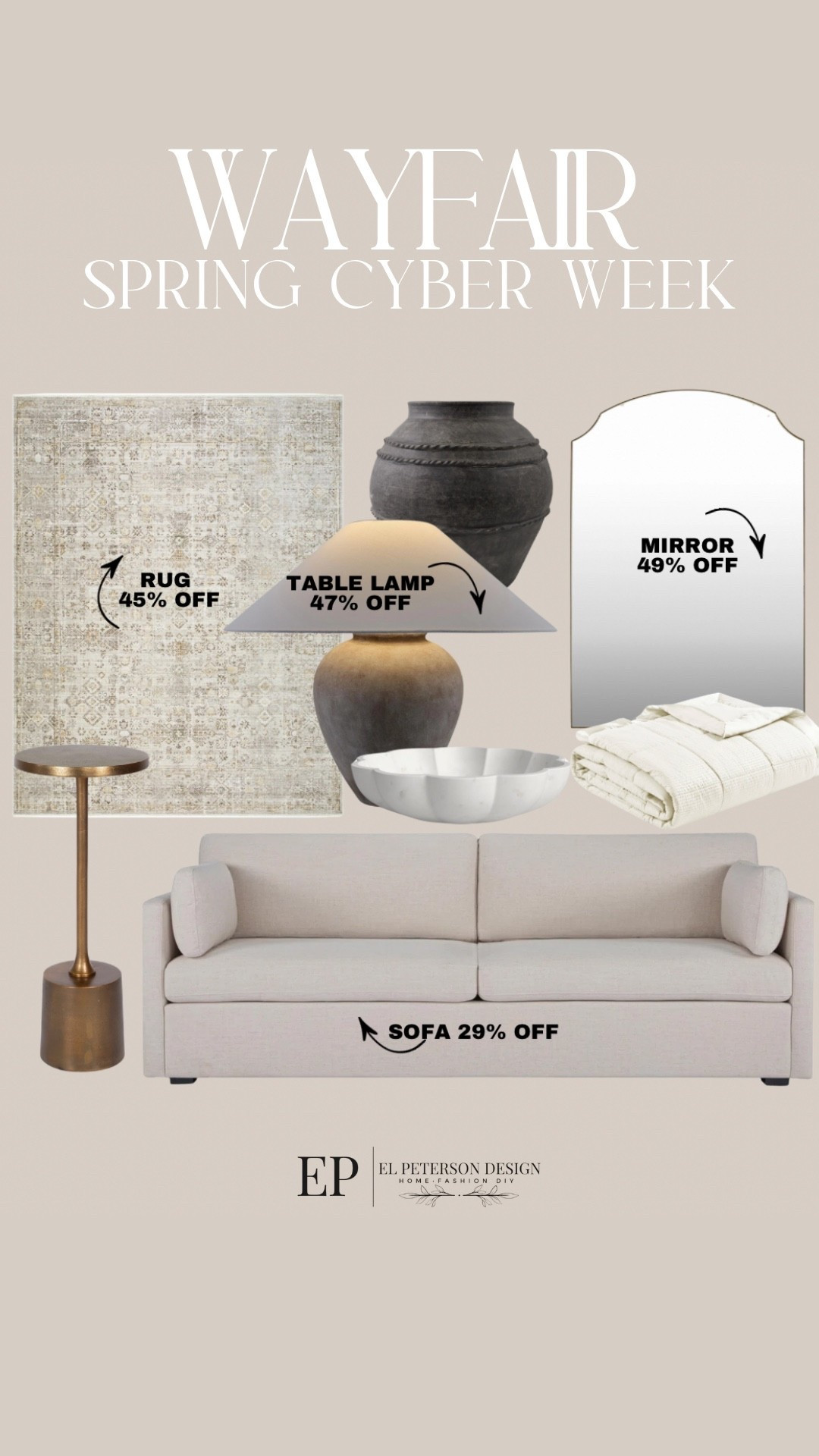 Spring Cyber Week
Want to refresh your space?  Get everything you need now up to 80% off!

WAYFAIR 
Spring Cyber Week
Area rug
Table lamp
Base
Sofa
Accent chair
Blanket
Mirror 

@wayfair, #Ad, #WayfairPartner, and #Wayfair

#LTKSaleAlert #LTKHome