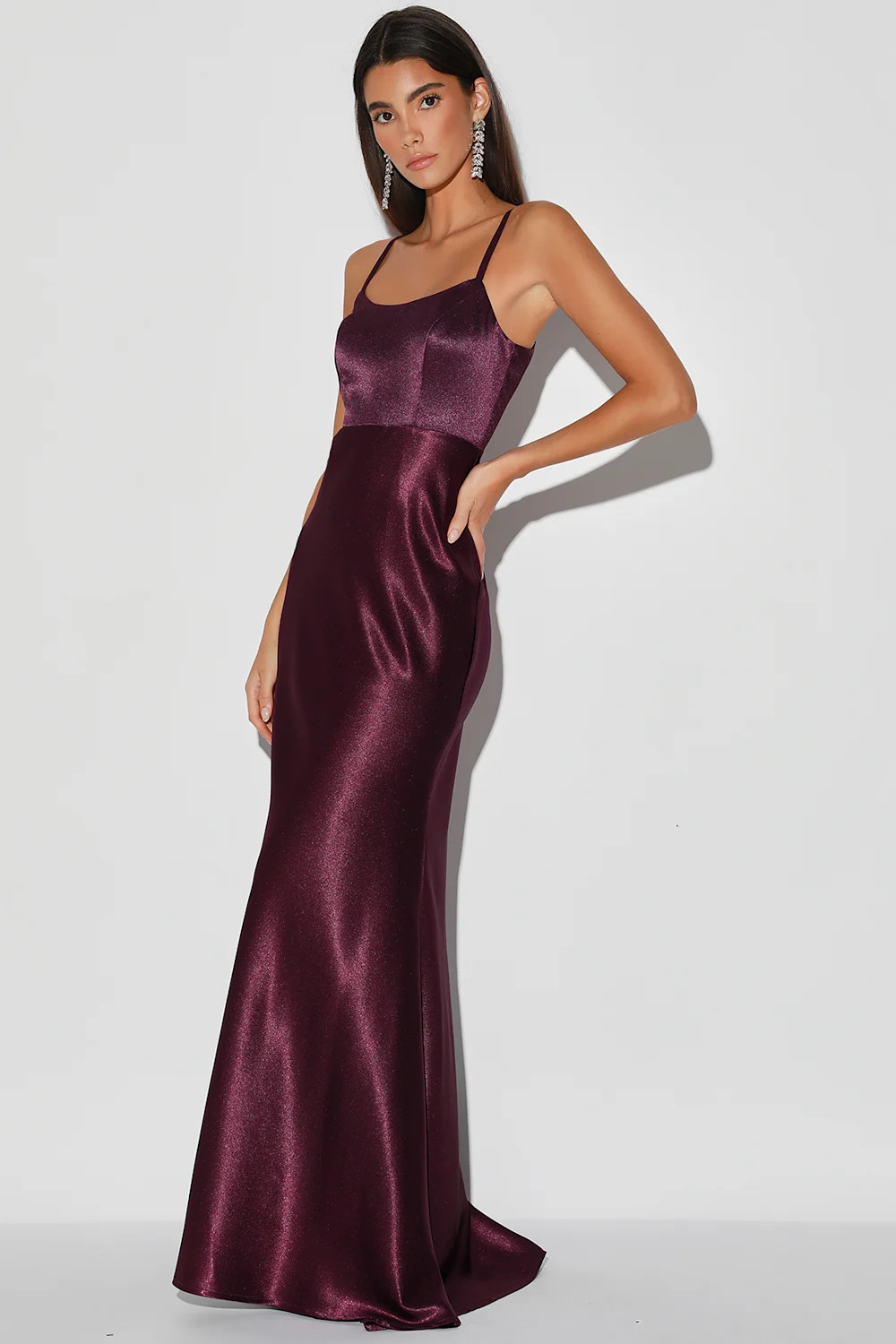 Make You Shine Dark Purple Satin Mermaid Maxi Dress | Lulus (US)