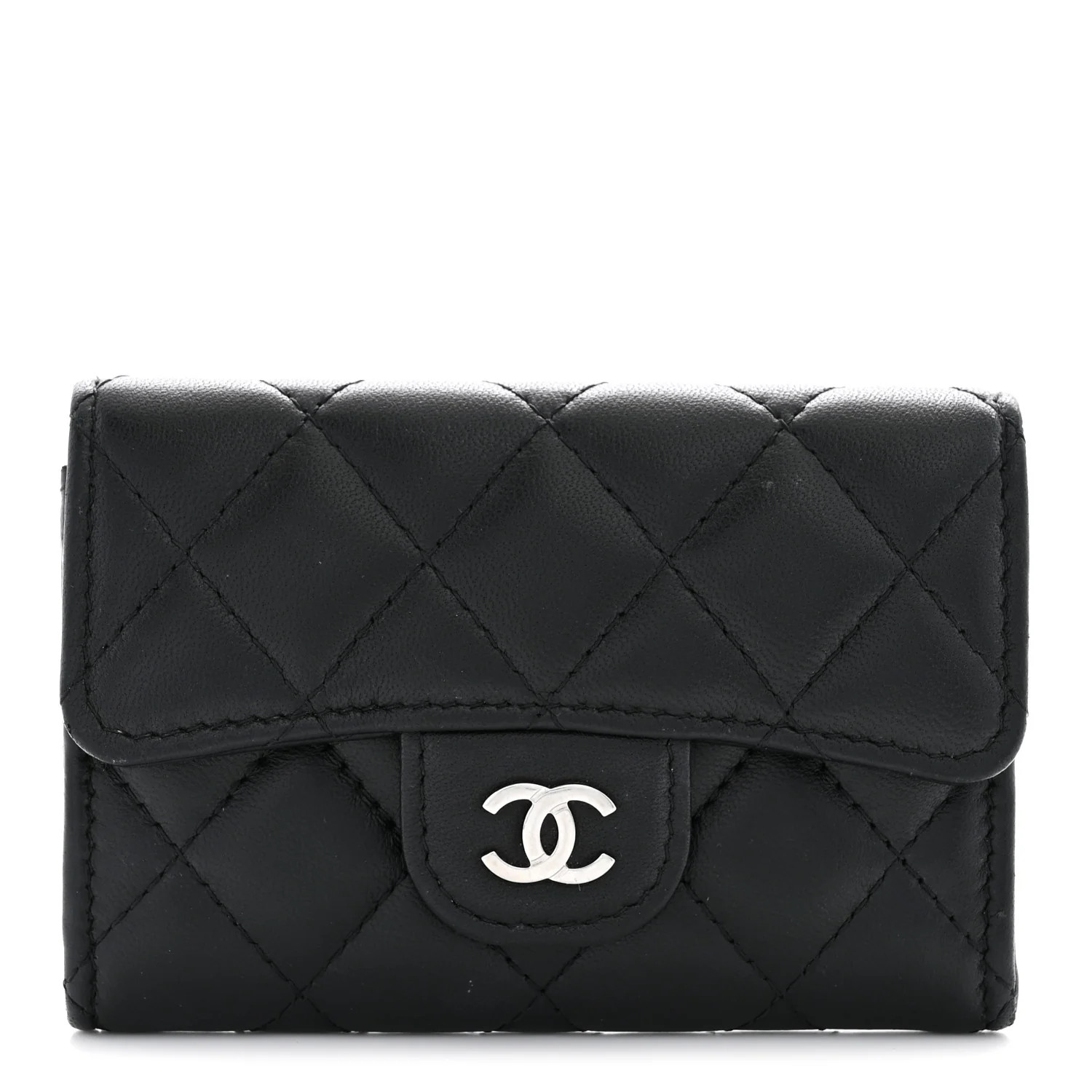 Chanel Lambskin Quilted Flap Card Holder Wallet Black 1971490 | FASHIONPHILE (US)