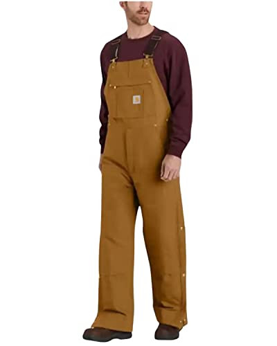 Carhartt Men's Loose Fit Firm Duck Insulated Bib Overall, Brown, 2X-Large/Short | Amazon (US)